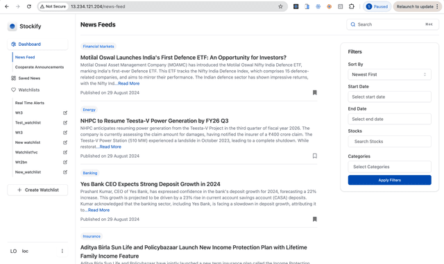 Stock Market News with Real-time Alerts
